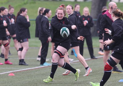 100424 - Wales Women Rugby Training - Abbie Fleming during a training session ahead of Wales’ Women’s 6 Nations match against Ireland