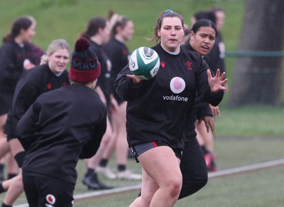 100424 - Wales Women Rugby Training - Gwenllian Pyrs during a training session ahead of Wales’ Women’s 6 Nations match against Ireland