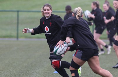 100424 - Wales Women Rugby Training - Bethan Lewis during a training session ahead of Wales’ Women’s 6 Nations match against Ireland