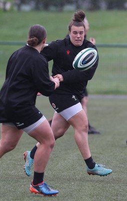 100424 - Wales Women Rugby Training - Carys Phillips during a training session ahead of Wales’ Women’s 6 Nations match against Ireland