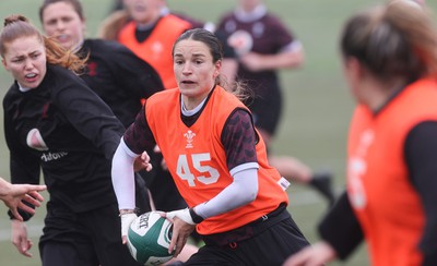 100424 - Wales Women Rugby Training - Jasmine Joyce during a training session ahead of Wales’ Women’s 6 Nations match against Ireland