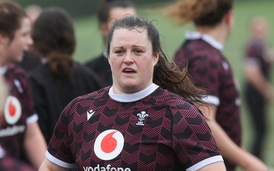 100424 - Wales Women Rugby Training - Abbey Constable during a training session ahead of Wales’ Women’s 6 Nations match against Ireland