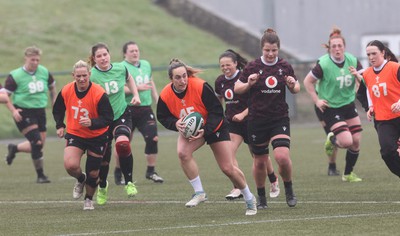 100424 - Wales Women Rugby Training - during a training session ahead of Wales’ Women’s 6 Nations match against Ireland