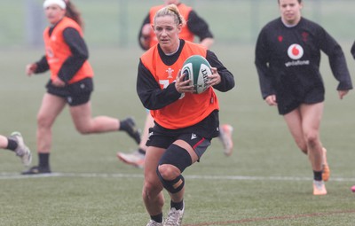 100424 - Wales Women Rugby Training - Kerin Lake during a training session ahead of Wales’ Women’s 6 Nations match against Ireland