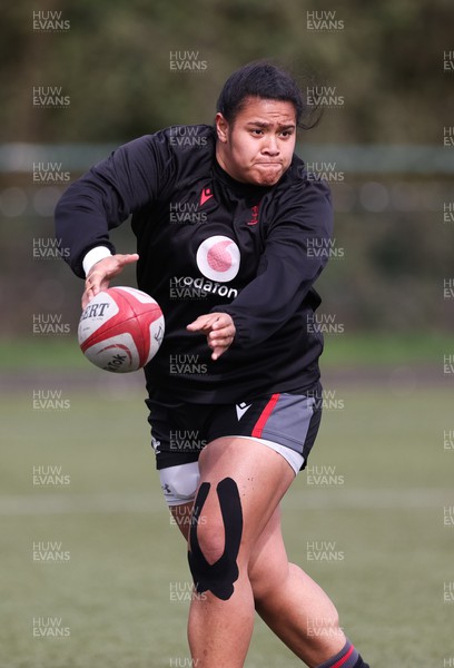 110423 - Wales Women Rugby Training Session - Sisilia Tuipulotu during a training session ahead of the TicTok Women’s 6 Nations match against England