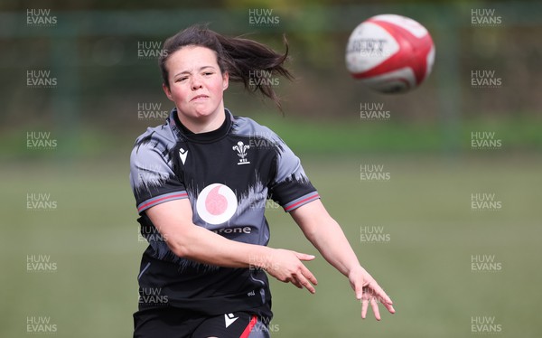 110423 - Wales Women Rugby Training Session - Megan Davies during a training session ahead of the TicTok Women’s 6 Nations match against England