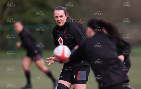 110423 - Wales Women Rugby Training Session - Charlie Munday during a training session ahead of the TicTok Women’s 6 Nations match against England
