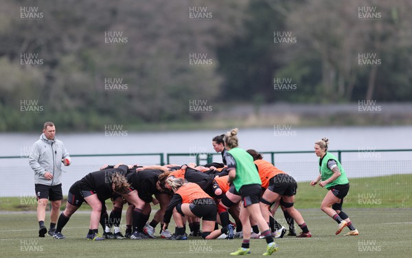 110423 - Wales Women Rugby Training Session - The Wales Women squad during a training session ahead of the TicTok Women’s 6 Nations match against England