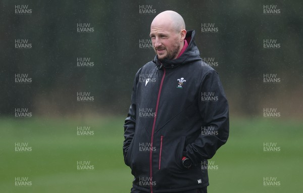 120324 - Wales Women Training session - Mike Hill, Wales Women forwards coach, during training session ahead of the start of the Women’s 6 Nations