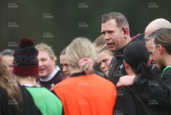 120324 - Wales Women Training session - Ioan Cunningham, Wales Women head coach, during training session ahead of the start of the Women’s 6 Nations