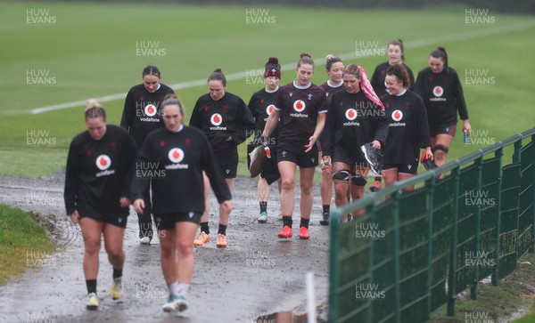 120324 - Wales Women Training session - Team members make their way back to the NCE after training session ahead of the start of the Women’s 6 Nations
