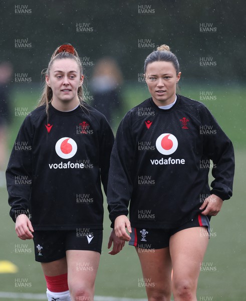 130224 - Wales Women Extended Squad Training session - Hannah Jones and Alisha Butchers during training session as preparations get under way for the Women’s 6 Nations