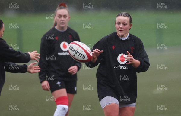 130224 - Wales Women Extended Squad Training session - Lleucu George during training session as preparations get under way for the Women’s 6 Nations