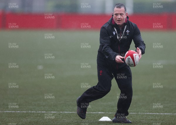 130224 - Wales Women Extended Squad Training session - Shaun Connor, Wales Women attack coach, during training session as preparations get under way for the Women’s 6 Nations