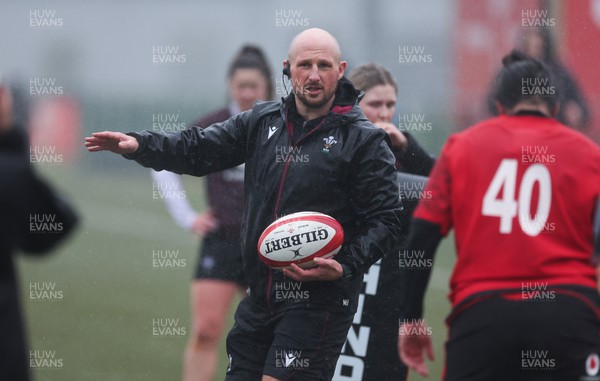 130224 - Wales Women Extended Squad Training session - Mike Hill, Wales Women forwards coach, during training session as preparations get under way for the Women’s 6 Nations