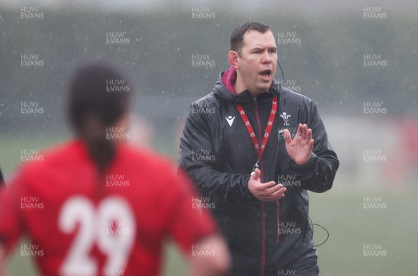 130224 - Wales Women Extended Squad Training session - Ioan Cunningham, Wales Women head coach, during training session as preparations get under way for the Women’s 6 Nations