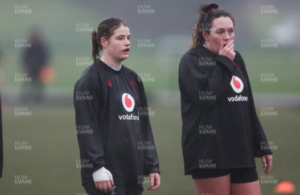 130224 - Wales Women Extended Squad Training session - Bethan Lewis and Cerys Hale during training session as preparations get under way for the Women’s 6 Nations