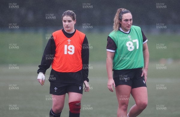 130224 - Wales Women Extended Squad Training session - Bethan Lewis and Courtney Keight during training session as preparations get under way for the Women’s 6 Nations