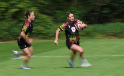 130526 - Wales Women Rugby Training - Amy Williams with Jasmine Joyce during a rugby training session ahead of their final Women’s 6 Nations match against Italy