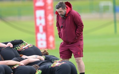 130526 - Wales Women Rugby Training - Steve Salvin, Wales Women interim forwards coach during a rugby training session ahead of their final Women’s 6 Nations match against Italy