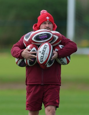 130526 - Wales Women Rugby Training - Jon Hughes, kit co-ordinator during a rugby training session ahead of their final Women’s 6 Nations match against Italy