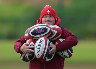 130526 - Wales Women Rugby Training - Jon Hughes, kit co-ordinator during a rugby training session ahead of their final Women’s 6 Nations match against Italy