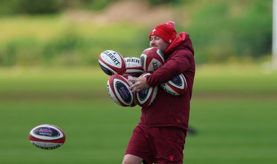 130526 - Wales Women Rugby Training - Jon Hughes, kit co-ordinator during a rugby training session ahead of their final Women’s 6 Nations match against Italy