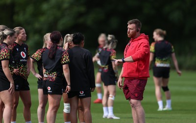130526 - Wales Women Rugby Training - Tyrone Holmes, Wales Women defence coach during a rugby training session ahead of their final Women’s 6 Nations match against Italy