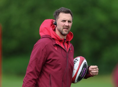 130526 - Wales Women Rugby Training - Ashley Beck, Wales Women interim attack coach during a rugby training session ahead of their final Women’s 6 Nations match against Italy