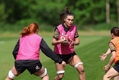 130526 - Wales Women Rugby Training - Bryonie King during a rugby training session ahead of their final Women’s 6 Nations match against Italy