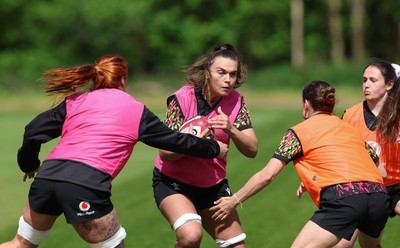 130526 - Wales Women Rugby Training - Bryonie King during a rugby training session ahead of their final Women’s 6 Nations match against Italy