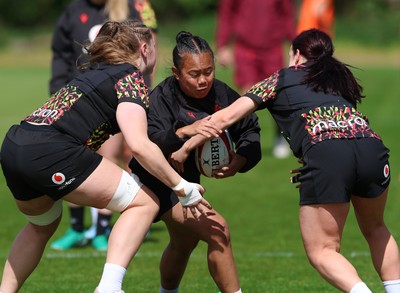 130526 - Wales Women Rugby Training - Jenna De Vera during a rugby training session ahead of their final Women’s 6 Nations match against Italy