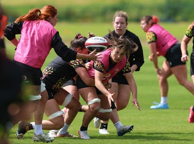 130526 - Wales Women Rugby Training - Bryonie King during a rugby training session ahead of their final Women’s 6 Nations match against Italy