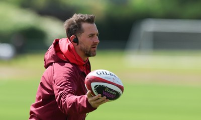 130526 - Wales Women Rugby Training - Ashley Beck, Wales Women interim attack coach during a rugby training session ahead of their final Women’s 6 Nations match against Italy