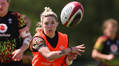 130526 - Wales Women Rugby Training - Keira Bevan during a rugby training session ahead of their final Women’s 6 Nations match against Italy