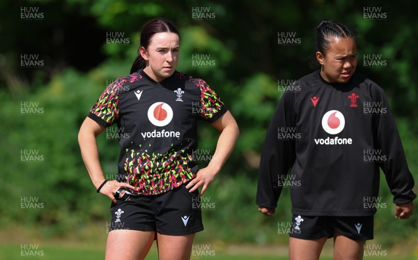 130526 - Wales Women Rugby Training - Sian Jones and Jenna De Vera during a rugby training session ahead of their final Women’s 6 Nations match against Italy