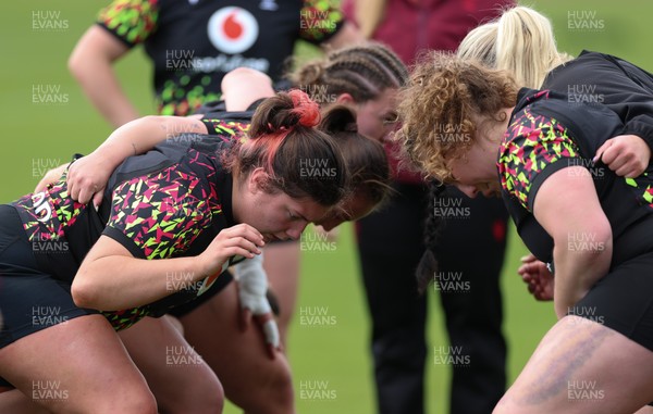 130526 - Wales Women Rugby Training - Stella Orrin and Gwenllian Pyrs during a rugby training session ahead of their final Women’s 6 Nations match against Italy