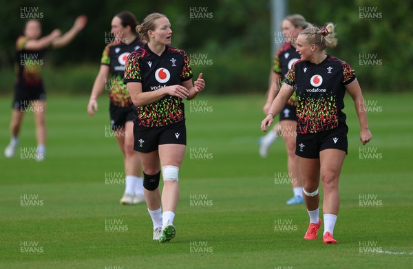 130526 - Wales Women Rugby Training - Carys Cox and Seren Singleton during a rugby training session ahead of their final Women’s 6 Nations match against Italy