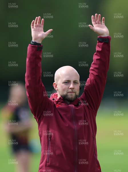 130526 - Wales Women Rugby Training - Gareth Harris, head of strength and conditioning during a rugby training session ahead of their final Women’s 6 Nations match against Italy
