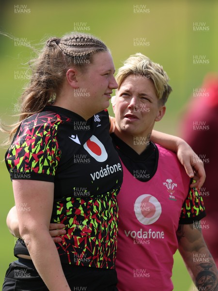 130526 - Wales Women Rugby Training - Alaw Pyrs and Donna Rose during a rugby training session ahead of their final Women’s 6 Nations match against Italy
