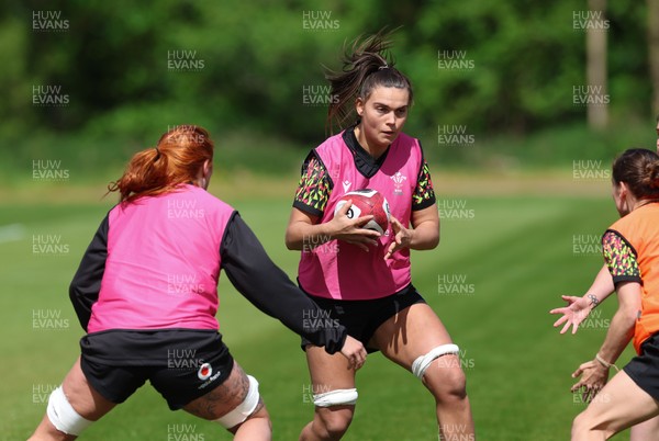 130526 - Wales Women Rugby Training - Bryonie King during a rugby training session ahead of their final Women’s 6 Nations match against Italy