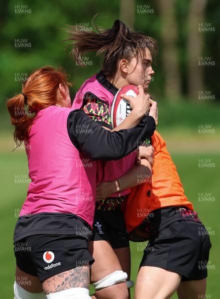 130526 - Wales Women Rugby Training - Bryonie King during a rugby training session ahead of their final Women’s 6 Nations match against Italy