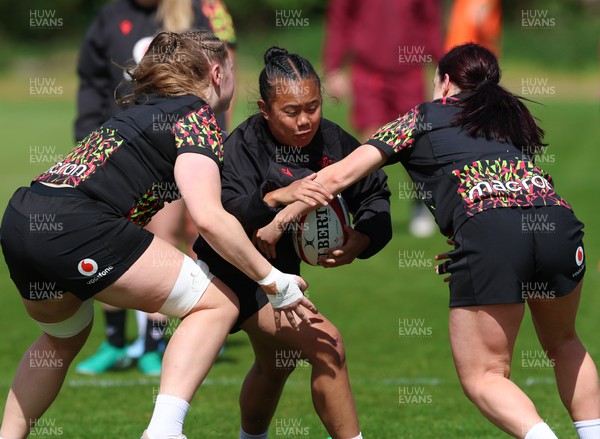 130526 - Wales Women Rugby Training - Jenna De Vera during a rugby training session ahead of their final Women’s 6 Nations match against Italy