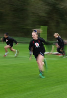 140426 - Wales Women Rugby Training - Hannah Dallavalle during a rugby training session ahead of the Women’s 6 Nations match against France