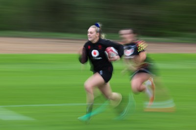 140426 - Wales Women Rugby Training - Hannah Dallavalle during a rugby training session ahead of the Women’s 6 Nations match against France