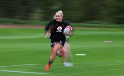 140426 - Wales Women Rugby Training - Seren Singleton during a rugby training session ahead of the Women’s 6 Nations match against France