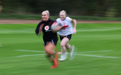 140426 - Wales Women Rugby Training - Seren Singleton during a rugby training session ahead of the Women’s 6 Nations match against France