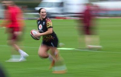 140426 - Wales Women Rugby Training - Courtney Keight during a rugby training session ahead of the Women’s 6 Nations match against France