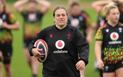140426 - Wales Women Rugby Training - Carys Phillips during a rugby training session ahead of the Women’s 6 Nations match against France