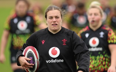 140426 - Wales Women Rugby Training - Carys Phillips during a rugby training session ahead of the Women’s 6 Nations match against France